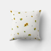 White Japanese Sunflower Floral Pattern クッション (裏面)