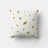 White Japanese Sunflower Floral Pattern クッション (正面)