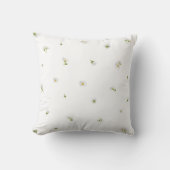 White Japanese White Cosmos Floral Pattern クッション (正面)