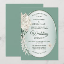 White Jasmine Floral Green Geometric Wedding