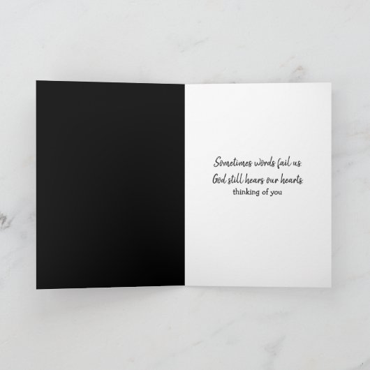 White Jumbled Prayer Letters On Black カード (内部)