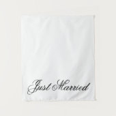 White Just Married Fabric Car Wedding Banner Sign タペストリー (正面)