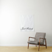 White Just Married Fabric Car Wedding Banner Sign タペストリー (インサイチュ)