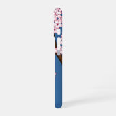 White Kimono Kokeshi Doll - Cute Geisha Girl Blue iPhone 16ケース (左側面)