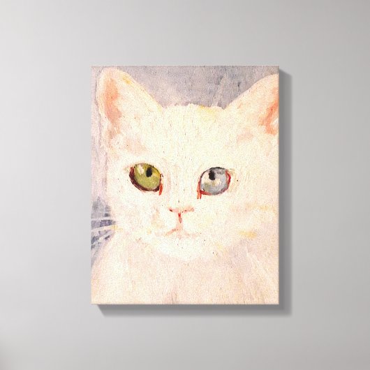 White Kitten with Blue Eye and Green Eye  Canvas P キャンバスプリント (正面)