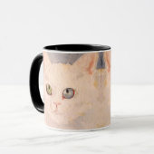 White Kitten with Blue Eye and Green Eye Mug マグカップ (正面左)