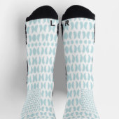 White knee-high socks with blue oval patterns ソックス (上部)
