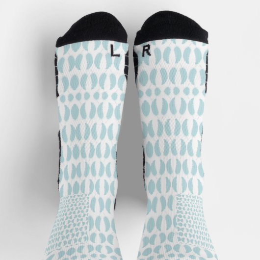 White knee-high socks with blue oval patterns ソックス (上部)