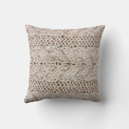 White knitting wool texture background. クッション (裏面)
