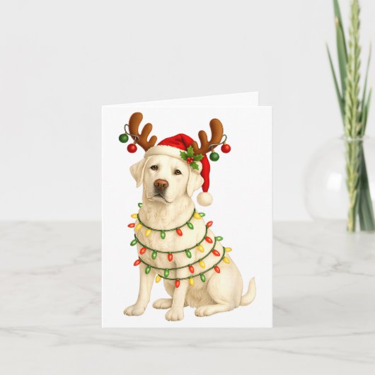 White Lab Christmas Tree Light Pajama Labrador Dog カード (正面)
