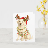 White Lab Christmas Tree Light Pajama Labrador Dog カード (黄色い花)