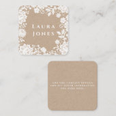 White Lace Kraft Beautiful Editable Template スクエア名刺 (正面/裏面)