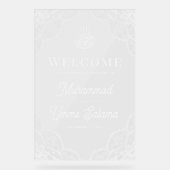 White Lace Muslim Wedding Welcome アクリルサイン (正面)
