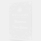 White Lace Muslim Wedding Welcome アクリルサイン (傾斜)