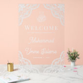 White Lace Muslim Wedding Welcome アクリルサイン (ウェディング)