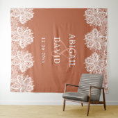 White Lace on Terracotta Wedding Backdrop タペストリー (インサイチュ(横))