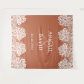 White Lace on Terracotta Wedding Backdrop タペストリー (正面(横))
