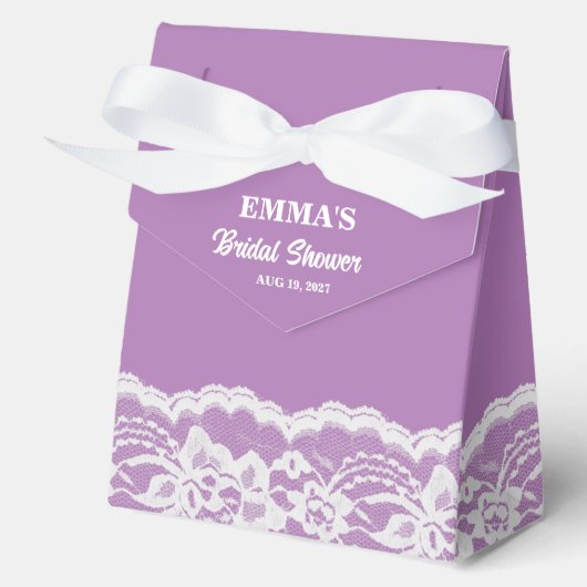 White Lace Purple Bridal Shower  Favor Box フェイバーボックス (正面)