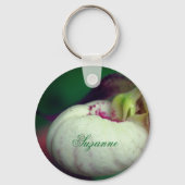 White Lady Slipper Flower Personalized キーホルダー (裏面)