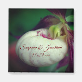 White Lady Slipper Orchid Personalized Wedding マグネット (正面)