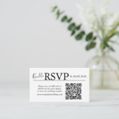 White landscape RSVP QR Code Card  Modern Wedding エンクロージャーカード (スタンド正面)