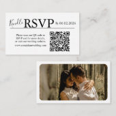 White landscape RSVP QR Code Card  Modern Wedding エンクロージャーカード (正面/裏面)