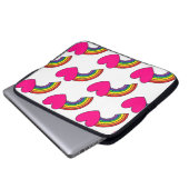 White Laptop Case With Pink Hearts and Rainbows ラップトップスリーブ (正面下部)