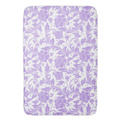 White & Lavender Glittery Damasks Pattern バスマット (正面縦)