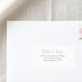 White | Lavender Simple Script Wedding Address ラベル