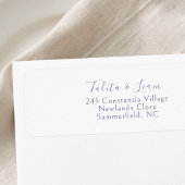 White | Lavender Simple Wedding Return Address ラベル