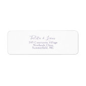 White | Lavender Simple Wedding Return Address ラベル (正面)