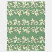 White Leaf Green Pattern フリースブランケット (正面)