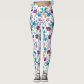 White leggings with vibrant floral patterns レギンス (正面)