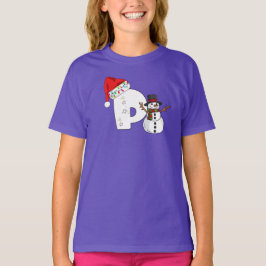 White letter p christmas gift  tシャツ