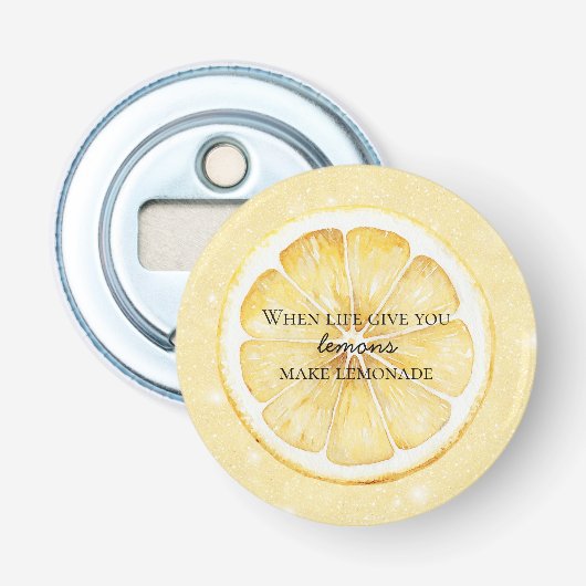 White Life Gives You Lemons Quote Glitter 栓抜き (正面)