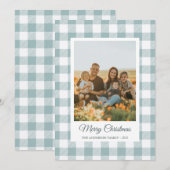 White light blue buffalo plaid photo Holiday Card シーズンカード (正面/裏面)