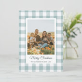 White light blue buffalo plaid photo Holiday Card シーズンカード (スタンド正面)