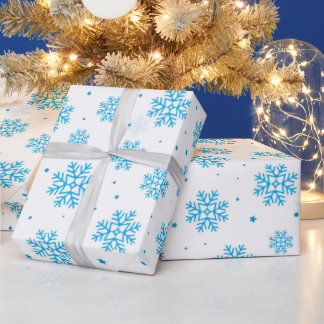White & Light Blue Snowflake Wrapping Paper  ラッピングペーパー