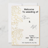 White & Light Gold Elegant Wedding Invitation 招待状 (正面)