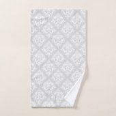 White & Light Gray Floral Damasks Pattern バスタオルセット (ハンドタオル)