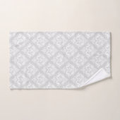White & Light Gray Floral Damasks Pattern バスタオルセット (ハンドタオル)
