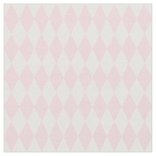 White & Light Pink Harlequin Diamonds ファブリック (クローズアップ)