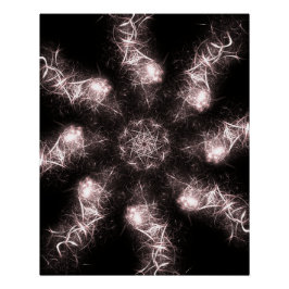 White Lightning Plasma Fractal Art ポスター
