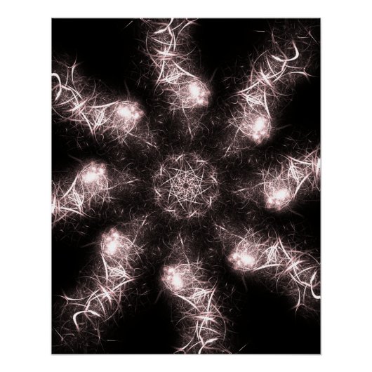 White Lightning Plasma Fractal Art ポスター (正面)