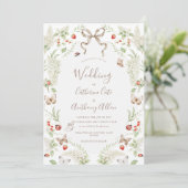 White Lilacs Greenery Ribbon Whimsical Wedding  招待状 (スタンド正面)