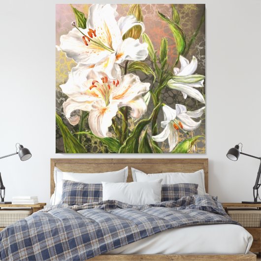 White Lilies Canvas Print キャンバスプリント (インサイチュ (寝室))