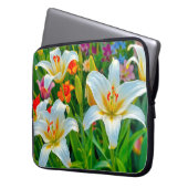 White Lilies Laptop Sleeve ラップトップスリーブ (正面左)