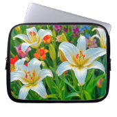 White Lilies Laptop Sleeve ラップトップスリーブ (正面)