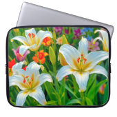 White Lilies Laptop Sleeve ラップトップスリーブ (正面)