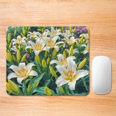 White Lilies Mouse Pad マウスパッド